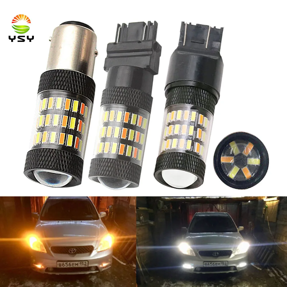 Светодиодные лампы YSY 1157 BAY15D 3157 7443 60 SMD янтарные/белые светодиодные DRL для