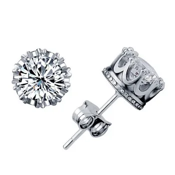 

Bettyue Brand 3 Colors Fashion Elegance Crown Charm AAA Cubic Zircon Personality Jewelry 6mm Stud Earring For Women Party Gift