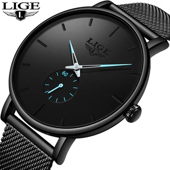 

LIGE Fashion Watch Men Waterproof Slim Mesh Strap Minimalist Wrist Watches For Men Quartz Sports Watch Clock Relogio Masculino