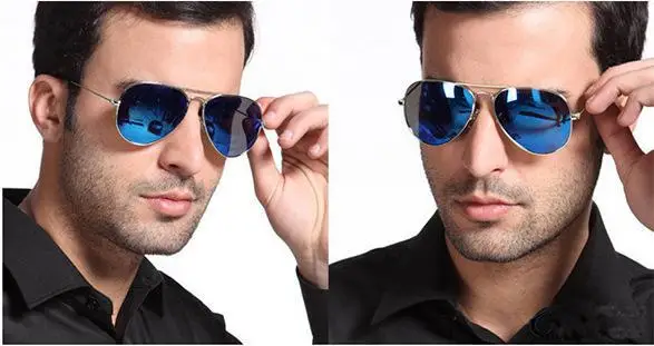 Blue Mirrored Aviator Sunglasses 