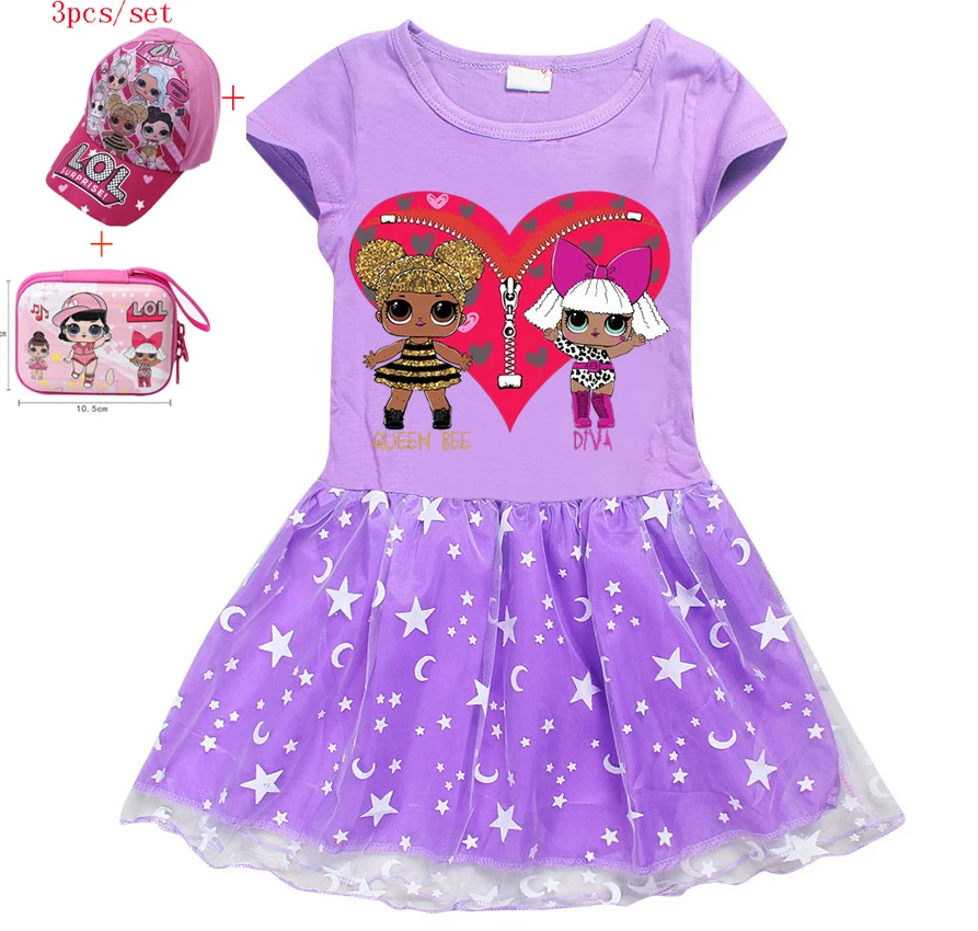

Summer Toddler Girl Dress Lol Kids Clothes Tutu Lace Princess Dress LoI Doll Print Cartoon Tutu Dresses Halloween Party Costume