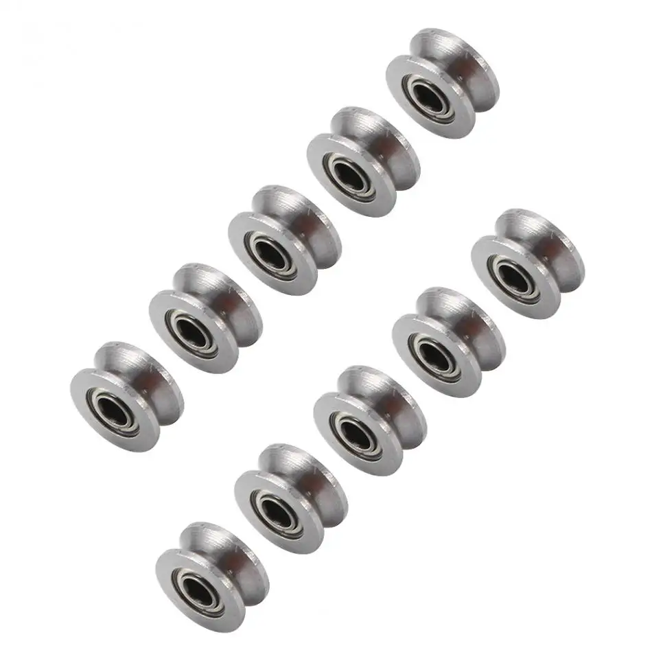 

Factory Price 10pcs U624ZZ U Groove Ball Bearing Guide Pulley For Rail Track Linear Motion System 4*13*7mm Mounted Bearing