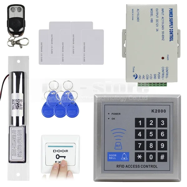 Diysecur RFID 125 кГц клавиатуры Система контроля доступа DIY полный комплект+ Электрический откидной Болт замок+ пульт дистанционного управления Управление; K2000