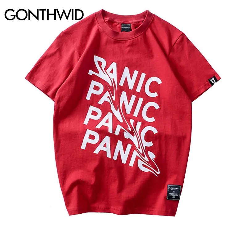 

GONTHWID 2019 Creative Letters Printed Short Sleeve T Shirts Men's Casual Cotton Streetwear Tops Tees Hip Hop Fashion Tshirts