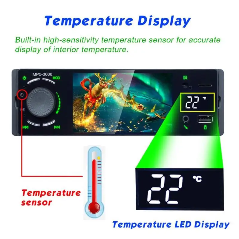 Clearance VODOOL 3006 Car Radio 1 Din 4.1 inch Touch Screen Stereo MP5 Player Autoradio FM BT USB TF AUX LED Temperature Multimedia Player 5