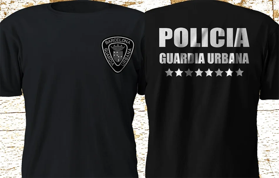 Новая Барселона Policia Guardia Urbana Police Depart Мужская футболка 2019 Новая мужская забавная футболка с коротким рукавом Забавные футболки для мужчин