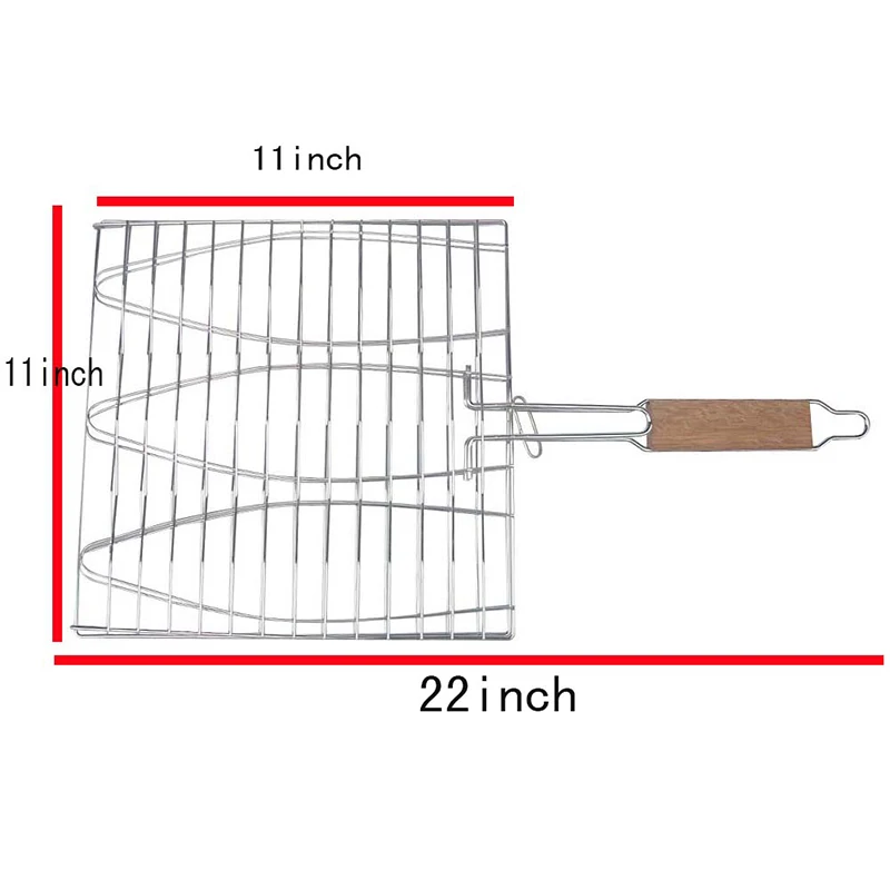 Антипригарная решетка для гриля для рыбы барбекю Mesh сетка деревянная ручка барбекю решетка для гриля металлические принадлежности для барбекю инвентарь для барбекю