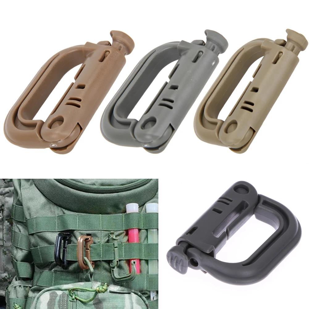 

5Pcs/set Molle Tactical Backpack EDC Shackle Carabiner Snap D-Ring Clip Key Ring Locking Lightweight Plastic Carabiner Tools