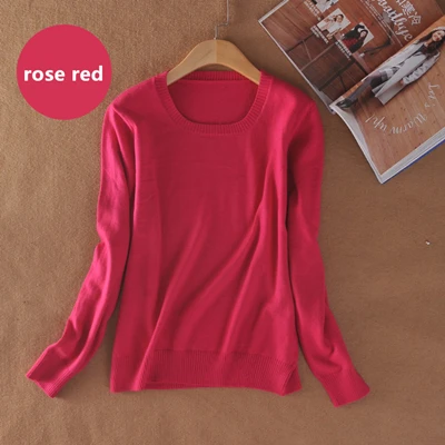 YSC, классический стиль, лидер продаж, кашемировый свитер с круглым воротником, модный однотонный вязаный пуловер с длинным рукавом, S-XXXL - Цвет: rose Red