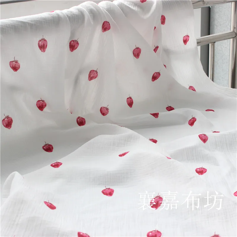 135x50 см Высокое качество Мягкий Двойной креп розовый белый клубника текстура хлопок ткань, рубашка, платье, нижнее белье, ткань 160 г/м