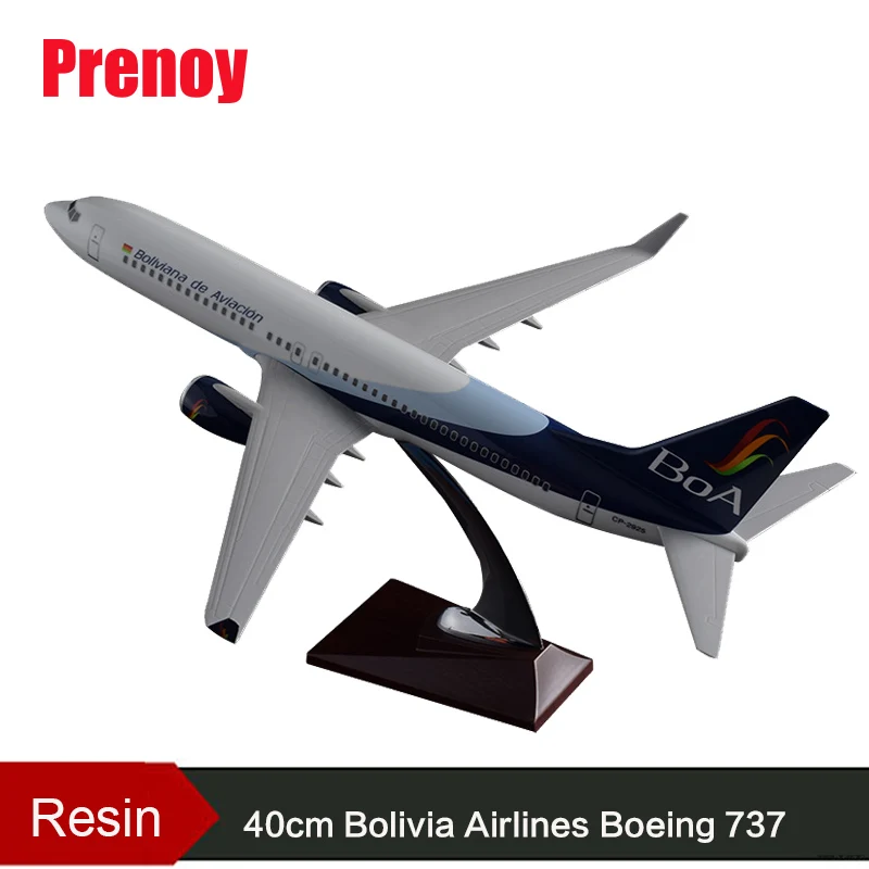 

40cm Resin B737 Airplane Model Boeing 737 Bolivia Airlines Airway Model BOA Boliviana De Aviation Aircraft Stand Craft Model Toy