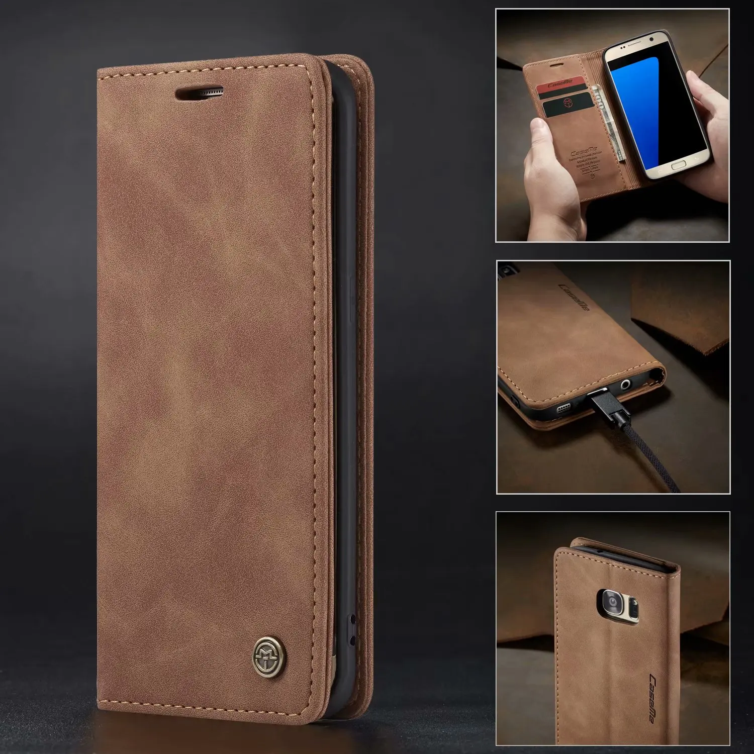 

CaseMe Phone Case For Samsung Galaxy S7 edge Luxury Credit Card Stand Magnetic Leather Flip Cover For Samsung S9 S8 S8 Plus