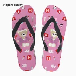 Nopersonality/милые Вьетнамки с рисунком медсестры и медведя; цвет розовый, синий; женские летние пляжные тапки; милые женские вьетнамки