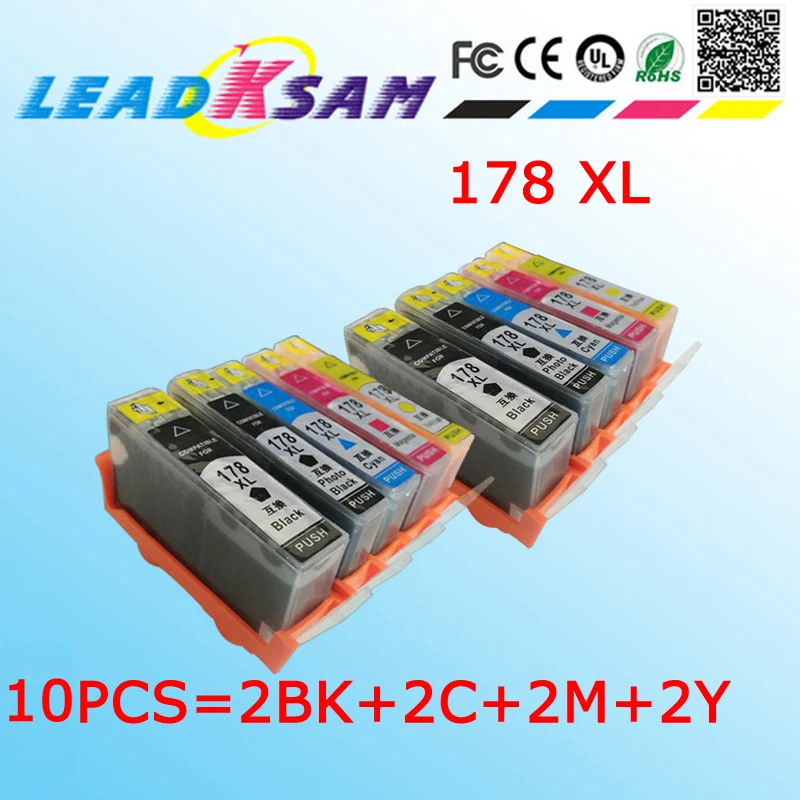 high quality 10pcs for hp 178 178xl ink cartridge replace for HP photosmart 5510 5515 6510 7510