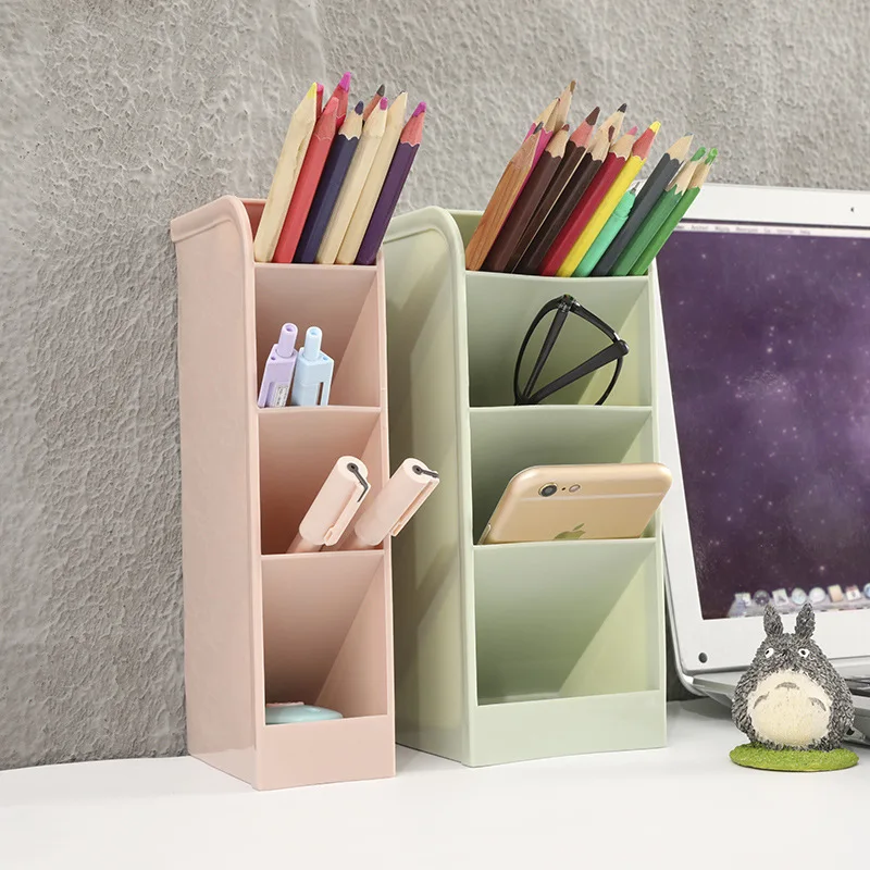 

4 Grid Multi-function Plastic Desktop Storage Box Case Simple Style Pen Holder Display Stand Small Objects Container