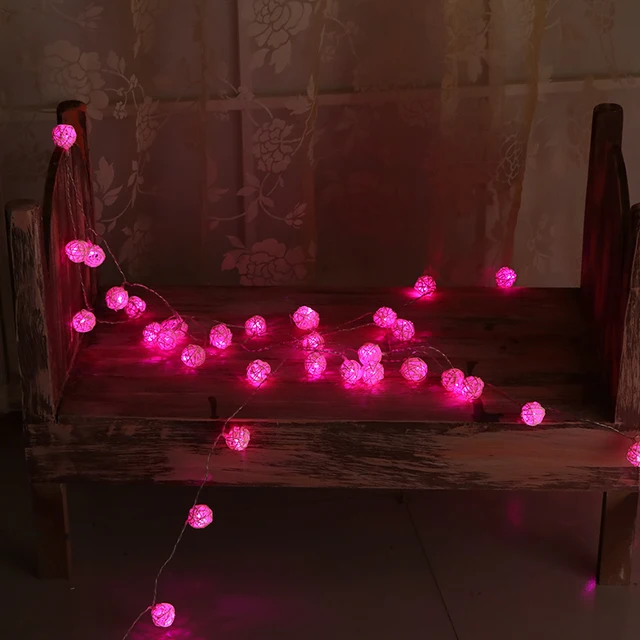 10m Rattan Ball Led String Lights Decoration Pink Christmas 10m Rattan Ball Led String Lights Decoration Pink Christmas Garland New Year Wedding Living Room Light Chain Gerlyanda
