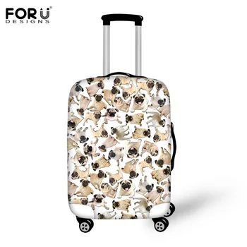 

FORUDESIGNS Travel Suitcase Cover Cute Animal Pug Dog Pattern Luggage Protective Cover Rain Cover for 18-30 Inch Trolley Case