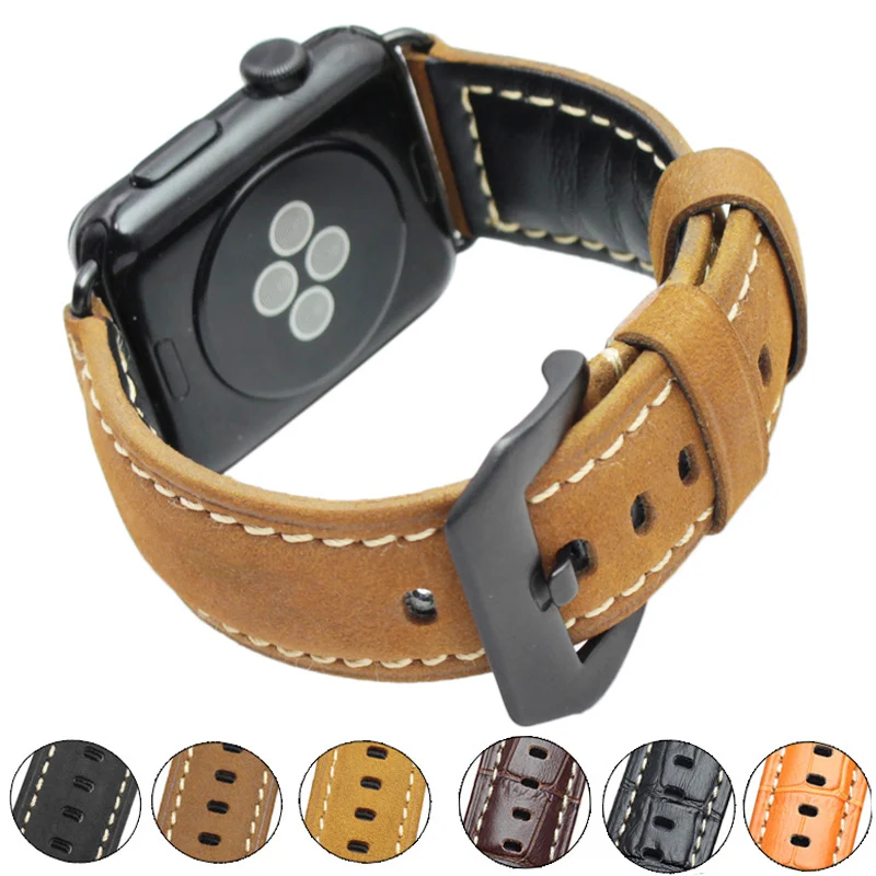 High Quality Vintage Genuine Leather Watchbands For Iwatch Apple Watch Band Strap 38mm 42mm Bracelet Watch
