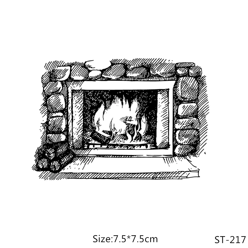 

AZSG Fireplace Stove Fire Clear Stamps/Seals For DIY Scrapbooking/Card Making/Album Decorative Silicone Stamp Crafts