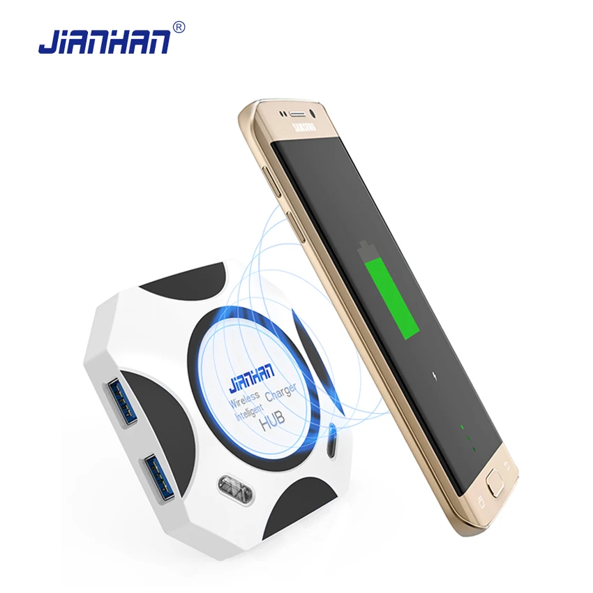 

JianHan Qi Wireless Charger Charging Pad with Dual USB Charging for Samsung Galaxy S8 S6 S7 Edge Google Nexus 4/5 Lumia 920