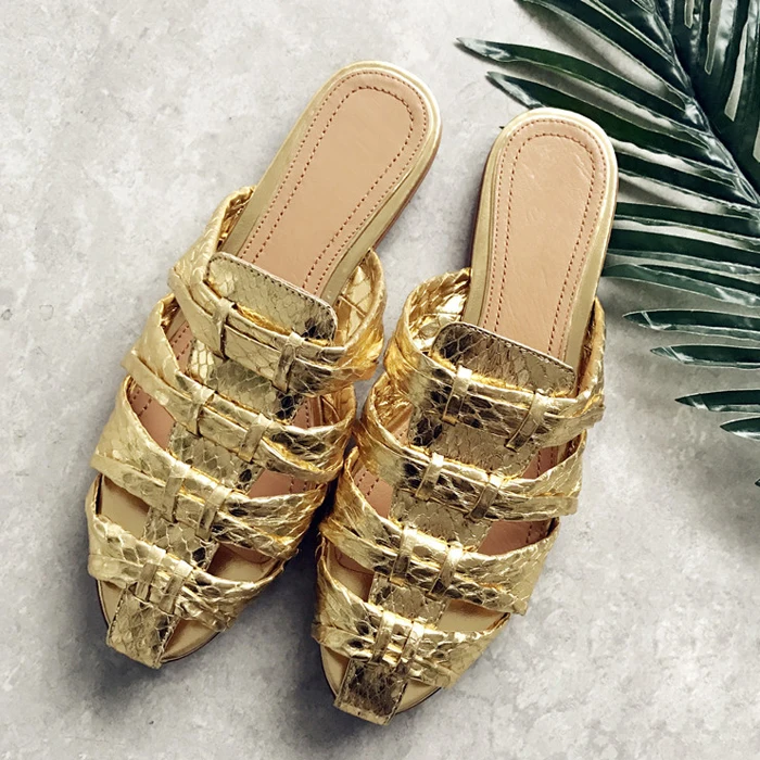 

Summer Flats Slippers Women Luxury Shoes Women Designer Chaussures Femme Outdoor Slides Golden Ladies Shoes Zapatos De Mujer