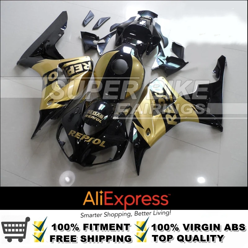 

ABS Raw Material 100% Fitment Guarantee Gold Repsol Injection Mold Fairing Set Kits For Honda CBR1000RR 2006 06 07