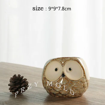 

Silicone Mold 3d Small Owl Flower Pots Shape Molds Cement Clay Mould Silica Gel Cute Animals Big Eyes Owl Silicone Rubber PRZY