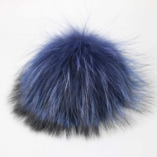 14-15 см помпоны из натурального меха енота роскошные меховые шарики для вязаной шапки зимняя шапка с натуральным мехом аксессуары - Цвет: Blue  Raccoon 15cm