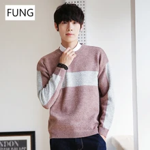 FUNG Men's Sweater 2018 New Fashion Winter Sweater Men loose Knitted Patchwork Pullover Sweater Men