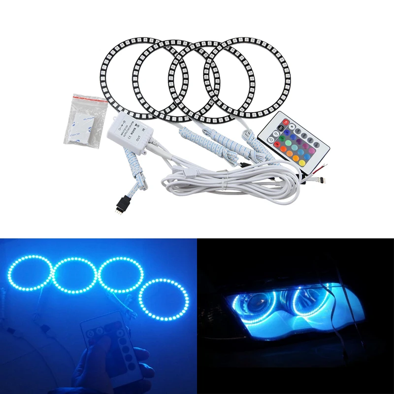 

1Set RGB Multi-Color Led Angel Eyes Halo Ring Kits For Bmw E46 2D/E87 325Ci 330Ci 2003-2006 For Honda CRV03 CRV07 4*105MM