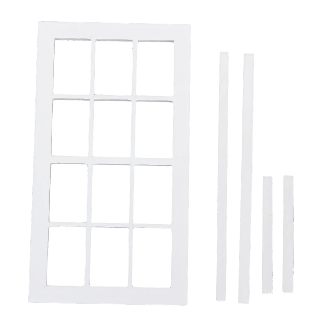 1:12 Scale 12 Pane Wooden Window Frame Dolls House Miniature DIY Accessory- White | Игрушки и хобби