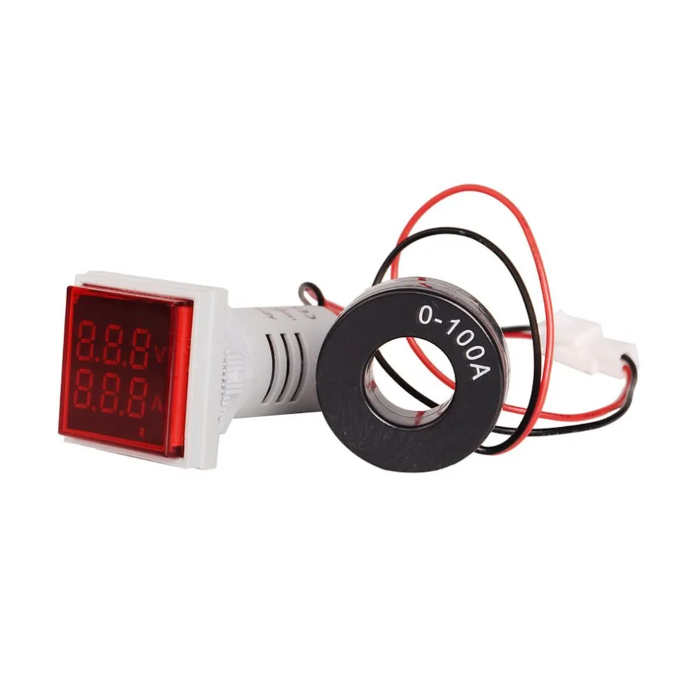 

SINOTIMER Digital AC Voltmeter Ammeter 50-600V 100A 22mmLED Current Indicator Voltage Meter Mini Volt Amp Tester Aquare Panel