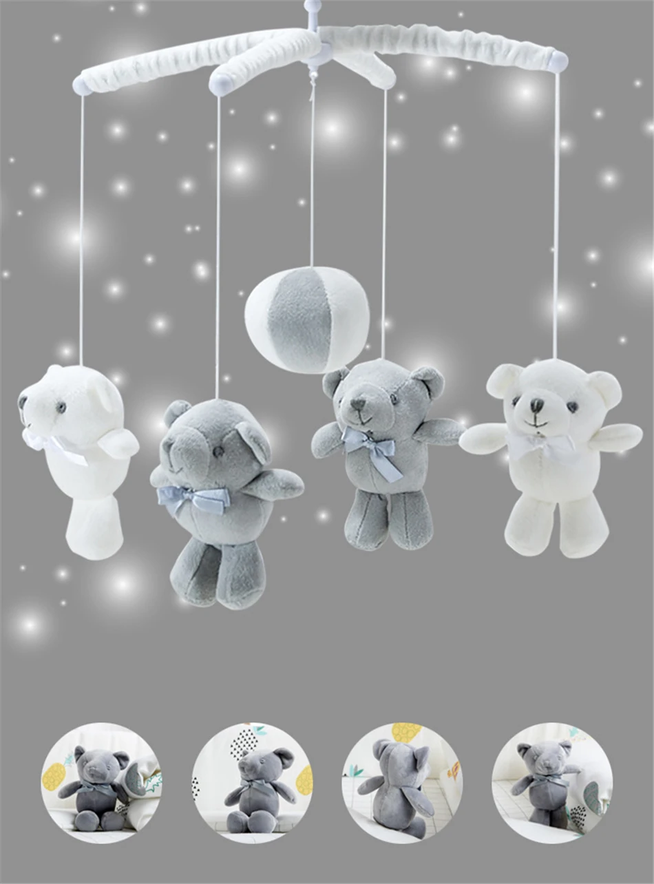Brinquedos do Bebê Feito à Mão do Bebê Chocalhos da Criança Conjunto de Brinquedos Meses Urso Cama Sino Brinquedo Recém-nascido Infantil Berço Móvel Brinquedos 0-12 12 Brinquedos do bebê 0-12 meses urso feito