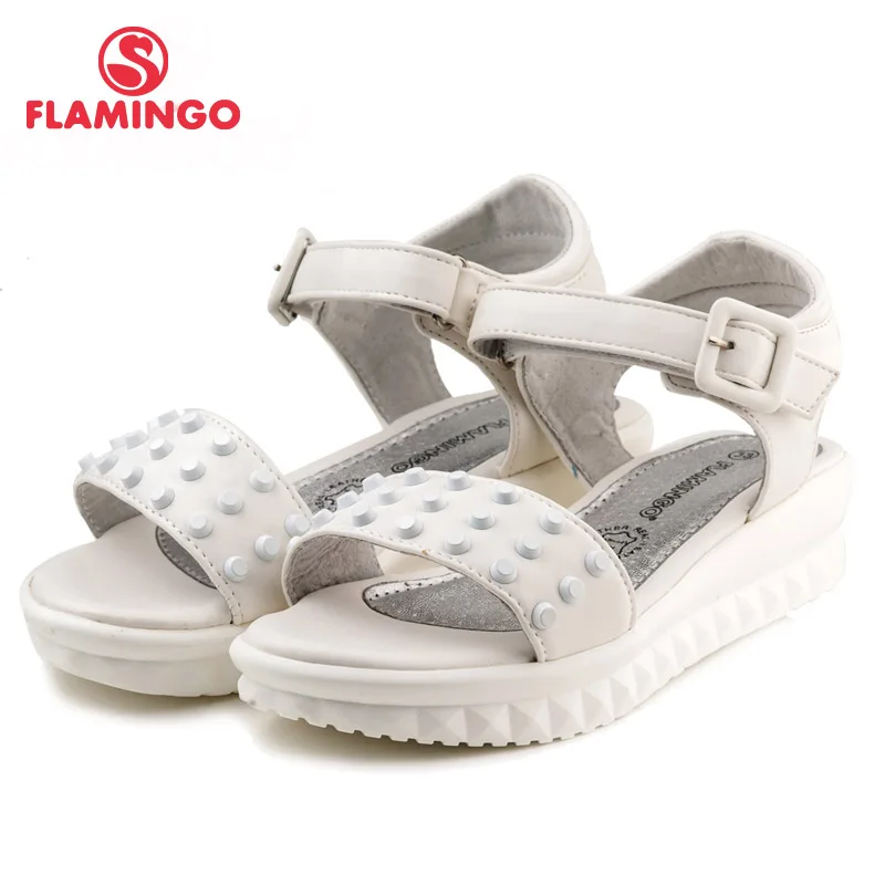 

FLAMINGO famous brand White Buckle Strap Summer Kids PU Leather Fashion High Quality sandals for girls Free Shipping 61-SS104