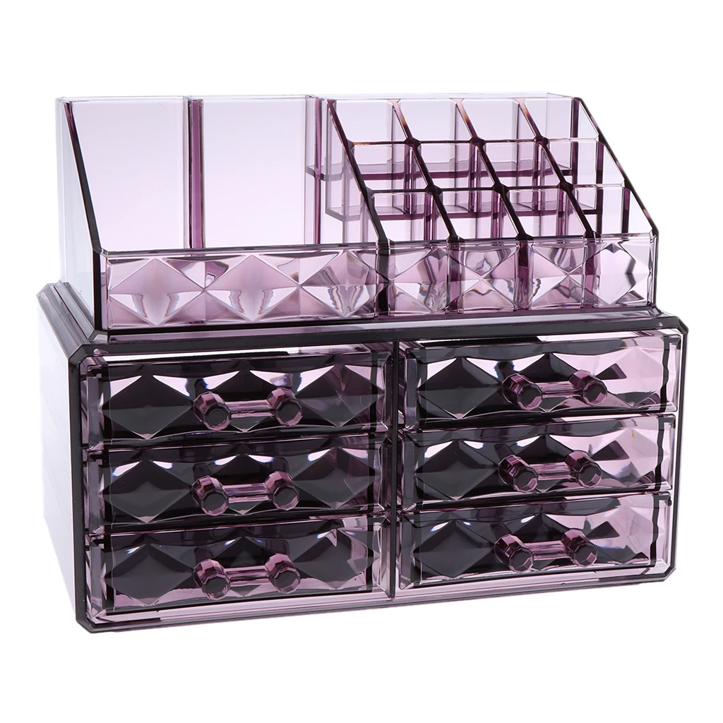 Cosmetic Organizer Acrylic Makeup 6 Drawer Holder Jewelry Case Box Storage Make Up Accessories