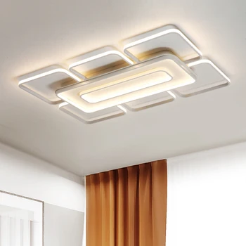 

Fly Sky City Rectangle Modern led ceiling lights for living room bedroom white or coffee finished square ceiling lamp
