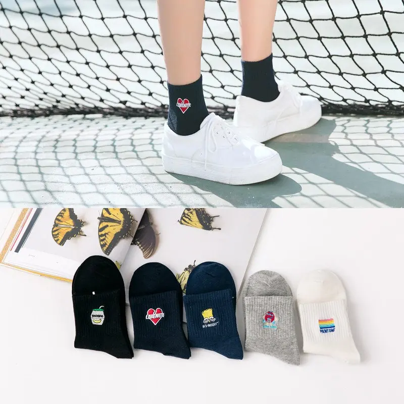 Модные женские милые носки CRAZY FLY 2019 с мультяшным принтом летние короткие