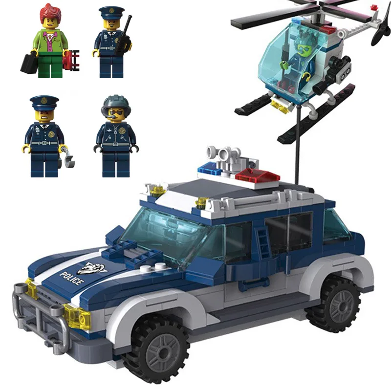 394pcs Compatible Legoed vehicle City series car police plane road Building Blocks Bus sets truck figure children Assemble toy