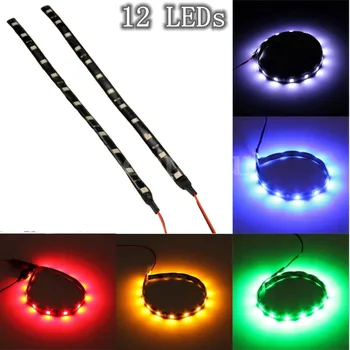 

1pcs/lot 6 Colors Optional 12 LEDs 30cm 5050 SMD LED Strip Light Flexible Waterproof 12V DIY Car Super Bright BZ