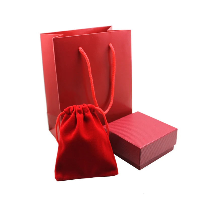 red jewelry box and gift bag boxes velvet bag for jewelry set necklace