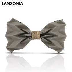Lanzonia мужской серый свадебный галстук ручной работы дизайнерская серая бумага галстук-бабочка