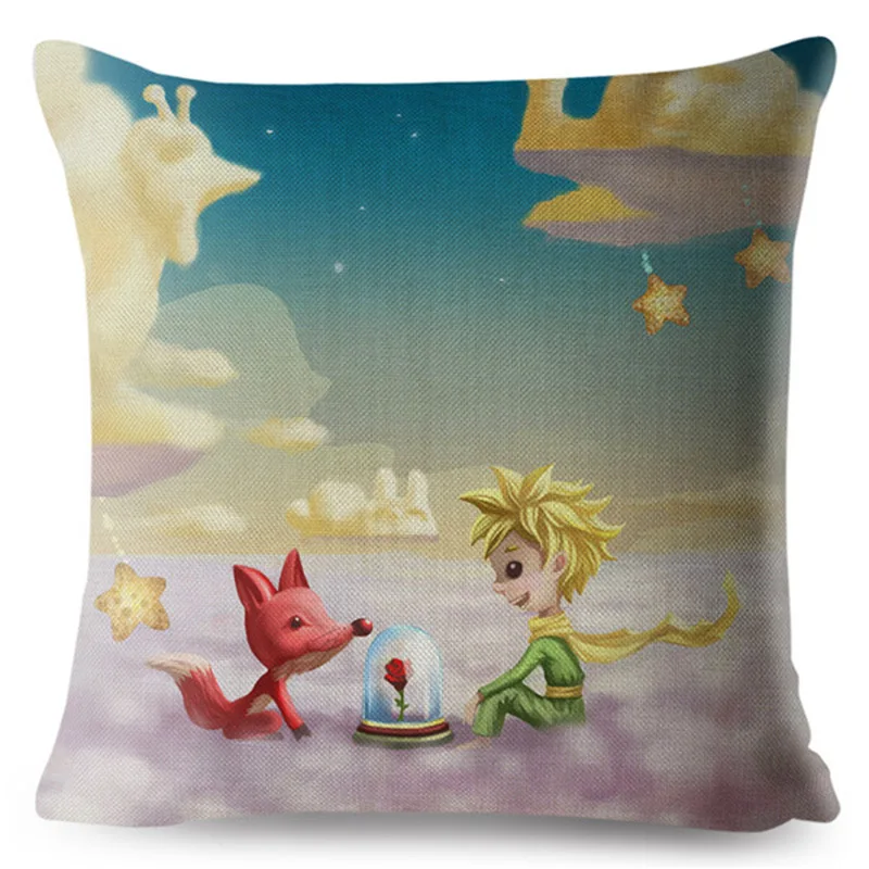 Nrew бежевая льняная наволочка для подушек с рисунком французского аниме Маленький принц лиса наволочки для подушек дивана домашний декор наволочки для подушек - Цвет: 3