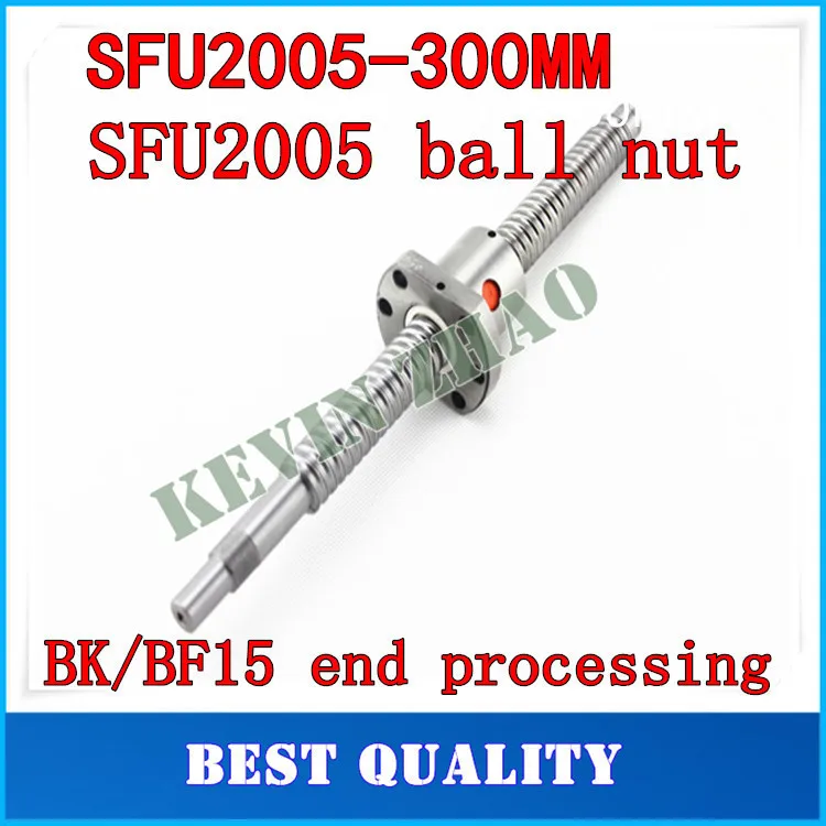 

20mm 2005 Ball Screw Rolled C7 ballscrew SFU2005 300mm BK15 BF15 end processing one 2005 flange single ball nut for CNC parts