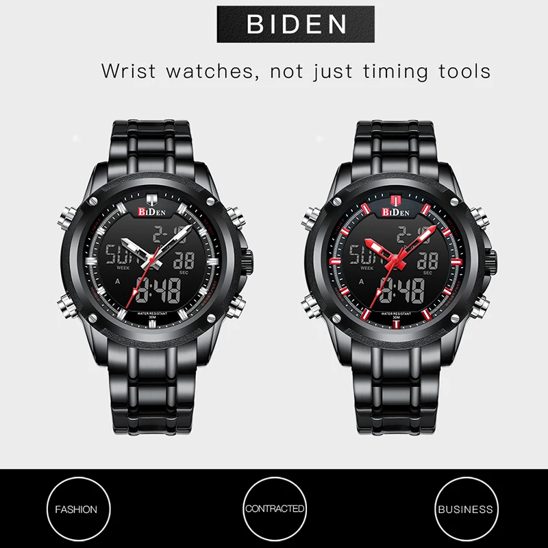 Мужские часы BIDEN Топ бренд класса люкс Бизнес Кварцевые часы Модные Военные спортивные часы водонепроницаемые наручные часы мужские Relogios Masculino