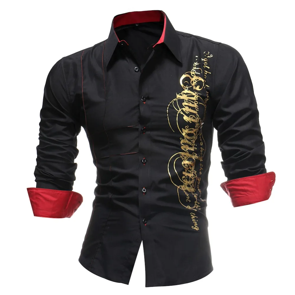 BOLUBAO Men Gold Black letter Shirt Male Short Sleeve Casual Shirts ...