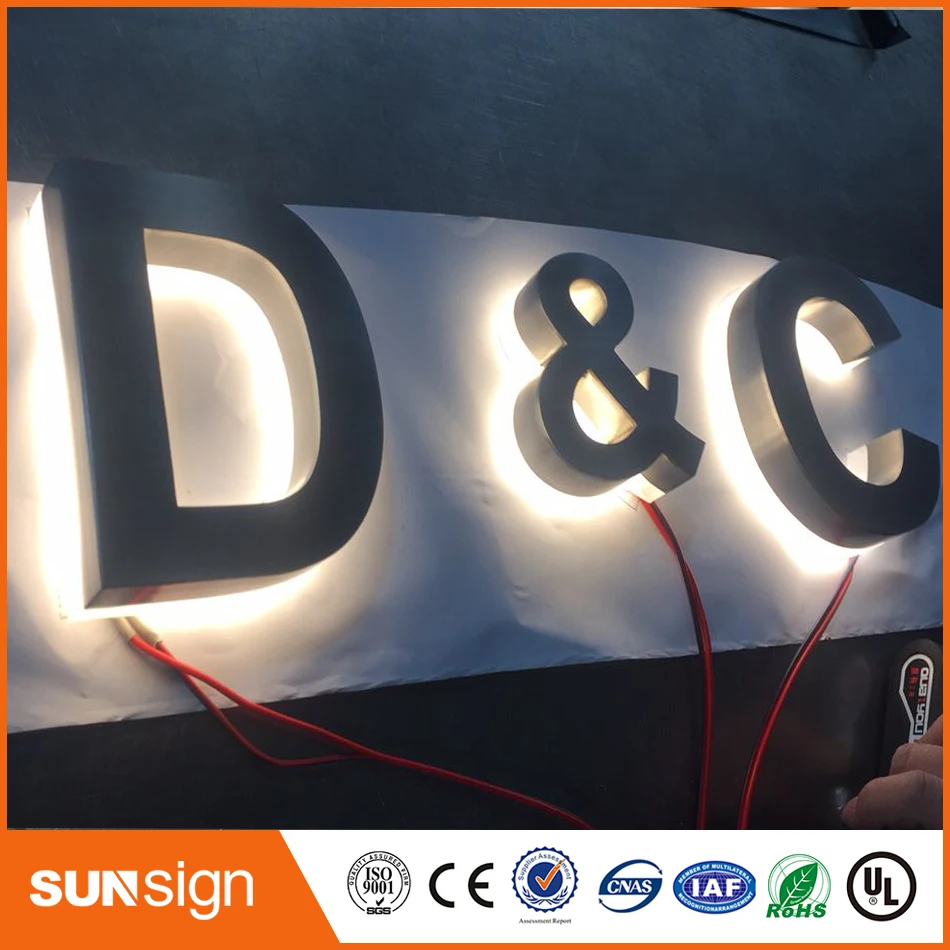 

Brushed metal outdoor backlit letters