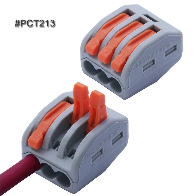 Mini Fast Wire Connectors Universal Compact Wiring Connector Push-in Terminal Block Splice Terminal Cable Splitter 2