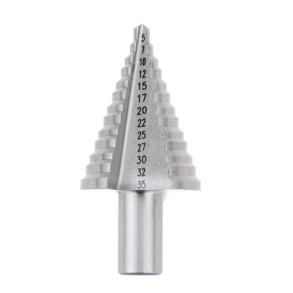 

13 Step Cone Drill Bits Hole Cutter Bit Set 5-35 mm Fluted Edges HSS Step Drill Bit Reamer Triangle Shank Wood Metal Drilling