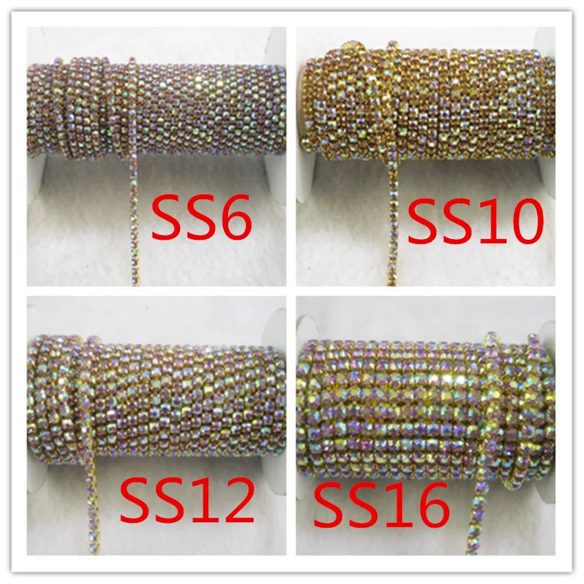 

fashion Applique light purple AB glass crystal rhinestones compact gold metal cup claw clothing wedding decorations chain 1yard