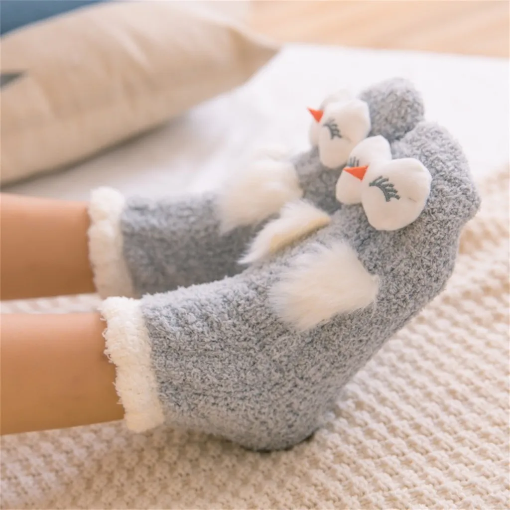 JAYCOSIN новые зимние Мультяшные теплые носки для сна Kawaii с заячьими ушками полотенце носки-тапочки коралловые бархатные утолщение 9031514